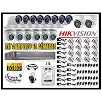Cámaras de Seguridad Kit 16 Hikvision Full Hd 1080P 02 Cámaras Audio Incorporado